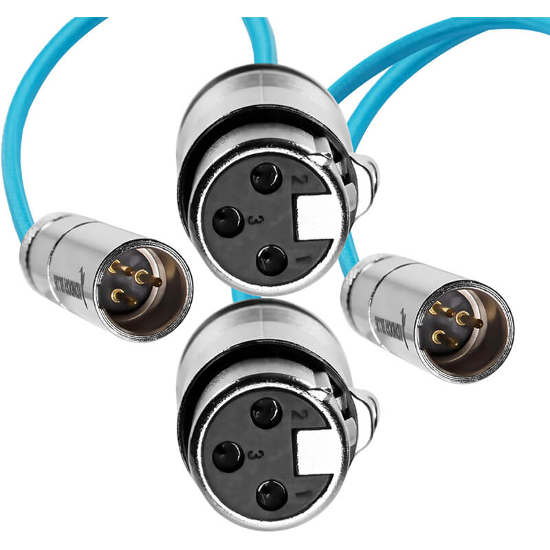 Kondor Blue Mini XLR Male to XLR Female Audio Cable 2 Pack